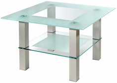 Журнальный столик Мебелик Кристалл 1 1134 75х75х51 см, алюминий/прозрачное