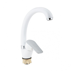 Смеситель для кухонной мойки VIKO 4144 боковой ф35 с гайкой Chrome+White/глянец
