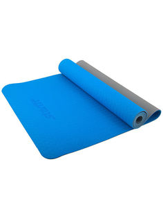 Коврик для йоги FM-201, TPE, 173x61x0,4 см, синий/серый Star FIT