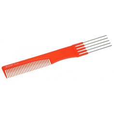 Расческа Dewal Beauty для начеса с металлическими зубцами, оранжевая, 19 см