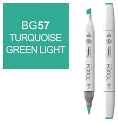 Маркер Touch Brush двухсторонний на спиртовой основе 057 Зеленый бирюзовый светлый зеленый