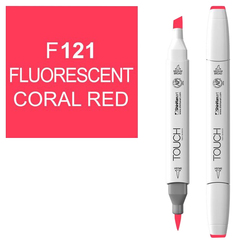 Маркер Touch Brush двухсторонний на спиртовой основе 121 красный коралловый флуоресцентный