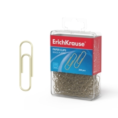 Скрепки металлические омедненные ErichKrause, 28мм (пластиковая коробка 200 шт.)
