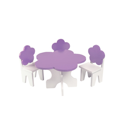 Набор мебели для кукол PAREMO PFD120-45 Цветок стол + стулья, белый/фиолетовый