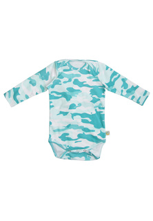 Боди Сонный гномик Кроко камуфляж бирюза, р. 62