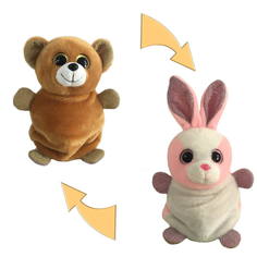Мягкая игрушка Junfa toys Перевертыши Зайка/Медведь, 16 см
