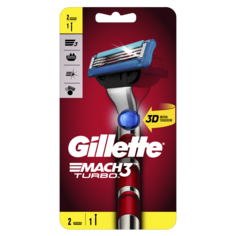 Бритвенная Ручка Gillette Mach3 Turbo с 2 сменными кассетами