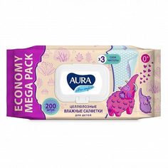 Влажные салфетки для детей Aura big-pack с крышкой, 200 шт.