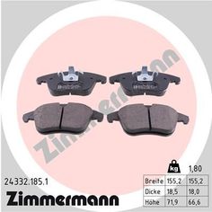 Комплект тормозных колодок, дисковый тормоз ZIMMERMANN 24332.185.1