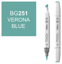 Маркер Touch Brush двухсторонний на спиртовой основе Верона голубой BG251 голубой
