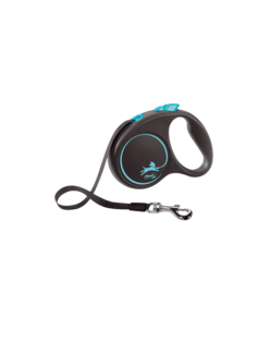 Поводок-рулетка Flexi Black Design tape S 5m 15 kg синий