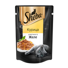 Влажный корм для кошек Sheba, ломтики в желе, курица, 85 г