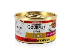 Консервы для кошек Gourmet Gold Мясной тортик с говядиной и курицей, 85г