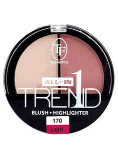 Румяна и хайлайтер TRIUMPH TREND ALL-IN-ONE, тон 170 "Светлый", палетка для макияжа, TF