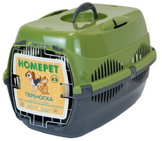 Переноска для животных HOMEPET 33x43x32см оливковый, серый