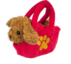 Мягкая игрушка Bondibon Собака в сумочке, коричневая, 12 см
