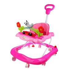 Ходунки Наша Игрушка Summer, свет, звук, ручка для родителей, розовый