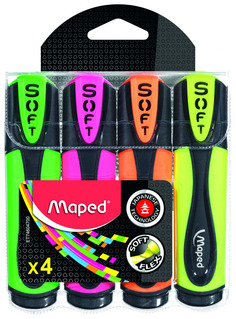 Набор текстовыделителей Maped Fluo PepS Ultra Soft 4 цвета