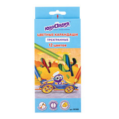 Карандаши цветные Юнландия Юнландик быстрее всех трехгранные, 12 цветов