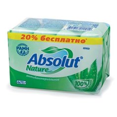 Мыло туалетное, ABSOLUT, "Алоэ", антибактериальное, комплект 4 шт. х 75 г
