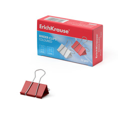Зажимы для бумаг ErichKrause®, 25мм цветной (коробка 12 шт.)