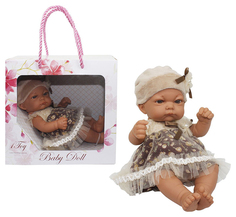 1 TOY Пупс в нарядном бежевом платьице и шапочке Baby Doll, 25 см, арт. Т15459 Т15459