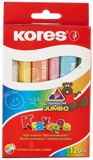 Восковые мелки Kores Krayones Jumbo 12 цветов трехгранные Korres