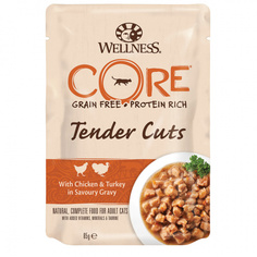 Влажный корм для кошек Wellness CORE Tender Cuts, курица и индейка в пикантном соусе, 85г