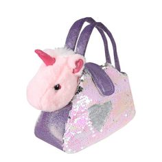Мягкая игрушка Fluffy Family Единорог в сумочке с пайетками 681687