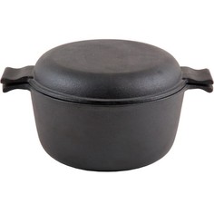 Кастрюля Mallony Чугунная с крышкой-сковородкой 3л