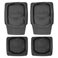 Коврик салона SKYWAY Стандарт 002 4пр. Ванночка Резиновый Черный (п:72*50 см з:43*47 см)