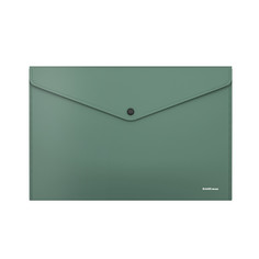 Папка-конверт на кнопке пластиков ErichKrause® Fizzy Classic непрозрач А4 зелен пакет 12шт