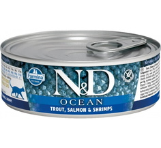 Влажный корм для кошек Farmina N&D Ocean Cat , форель, лосось, креветки, 12шт, 80г