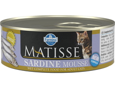 Влажный корм для кошек Farmina Matisse Adult Mousse, Сардины, 12шт, 85г