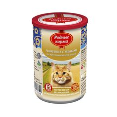 Влажный корм для кошек Родные корма, говядина с языком по-крестьянски, 9шт, 410г