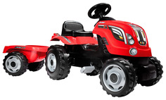 Каталка детская Smoby трактор педальный Red Farmer XL с прицепом красный