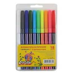 Фломастеры Каляка-Маляка 18 цв., 9+1 шт., магич., кругл. корп., 3+
