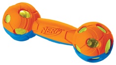 Жевательная игрушка для собак NERF Гантель двухцветная светящаяся, длина 17.5 см