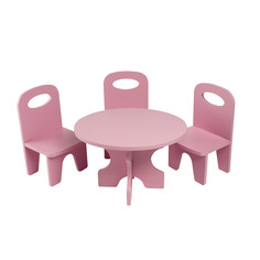 Набор мебели для кукол PAREMO PFD120-38 Классика стол + стулья, розовый
