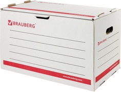Короб архивный BRAUBERG, 33,8х52,5х30,6 см для регистраторов/накопителей фронтальный белый Greenwich Line