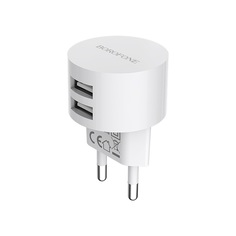 Сетевое зарядное устройство Borofone BA23A, 2xUSB, 2,4 A, white (УТ000023263)