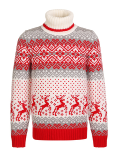 Свитер детский Scandica, 35-1R-01-91-TG, белый/темно-красный, 164-170