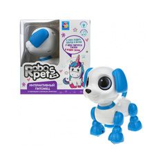 Игрушка интерактивная 1TOY Robo Pets Робо-щенок mini, голубой