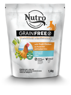 Сухой корм для кошек NUTRO Grain Free, для стерилизованных, курица, розмарин, 1.4кг