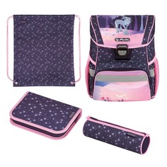 Ранец школьный Herlitz Loop Fantasy, Единорог, фиолетовый, с наполнением