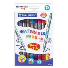 Фломастеры Brauberg Premium Dual-Tip двухсторонние, 10 цветов