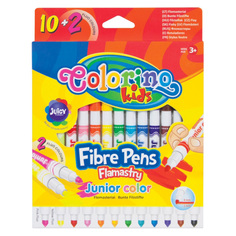 Фломастеры "Junior", 10 цветов + 2 флюоресцентных цвета Colorino