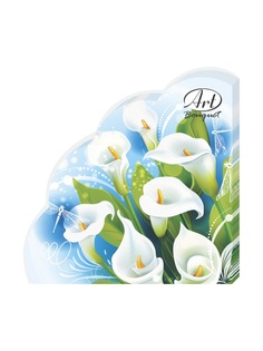 Салфетки бумажные Bouquet "Белые лилии" трехслойные, Rondo, диаметр 32 см, 12 листов.