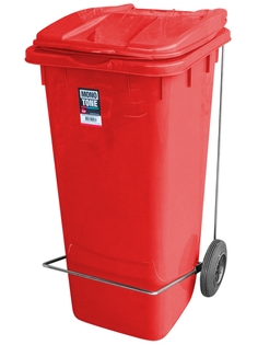 Бак BORA для мусора прямоугольный на колесах с педалью Красный 120л. ПЛ-BO998r