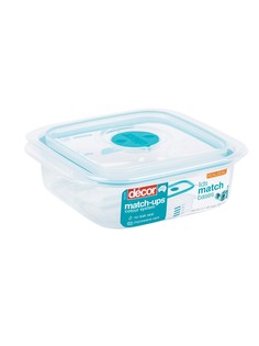 Контейнер пищевой PREMIUM MATCH UPS REALSEAL с клапаном квадратный бирюзовый 500мл Decor
